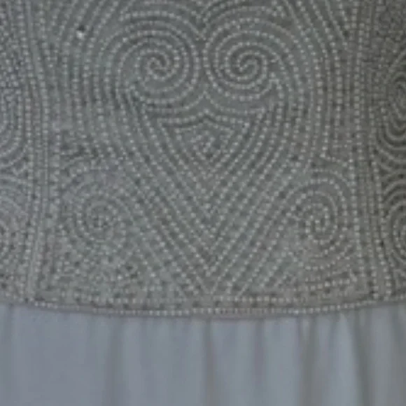 Vintage Handmade Strapless Cream Hand Beaded and pearled corset top and skirt - Picture 6 of 12